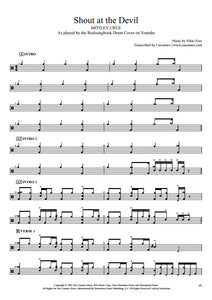 Shout at the Devil - Mötley Crüe - Full Drum Transcription / Drum Sheet Music - Realsongbook