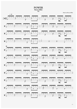 Power - Marcus Miller - Full Drum Transcription / Drum Sheet Music - AriaMus.com
