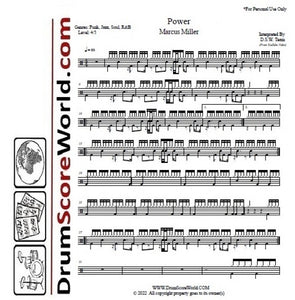 Power - Marcus Miller - Full Drum Transcription / Drum Sheet Music - DrumScoreWorld.com