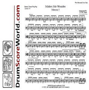 Makes Me Wonder - Maroon 5 - Full Drum Transcription / Drum Sheet Music - DrumScoreWorld.com