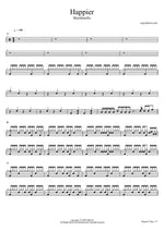 Happier - Marshmello drum sheet music