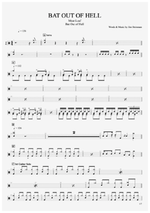 Bat Out of Hell - Meat Loaf - Full Drum Transcription / Drum Sheet Music - AriaMus.com
