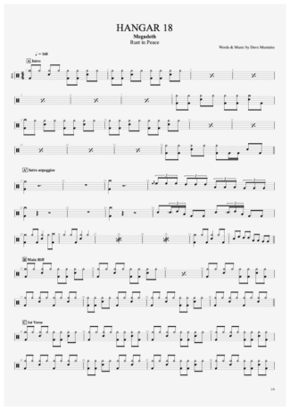 Hangar 18 - Megadeth - Full Drum Transcription / Drum Sheet Music - AriaMus.com