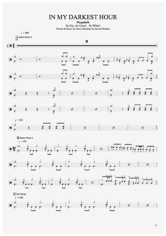 In My Darkest Hour - Megadeth - Drum Sheet Music - AriaMus.com
