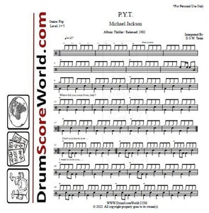 P.Y.T. (Pretty Young Thing) - Michael Jackson - Full Drum Transcription / Drum Sheet Music - DrumScoreWorld.com