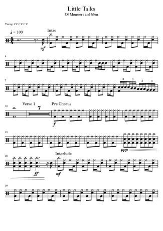 Little Talks - Of Monsters and Men - Drum Sheet Music