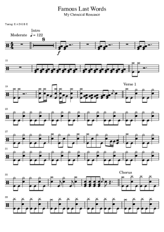 Famous Last Words - My Chemical Romance - Drum Sheet Music - AriaMus ...