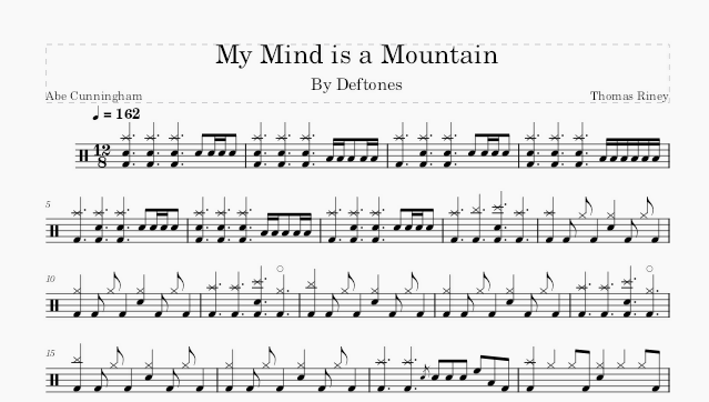 My Mind Is a Mountain - Deftones - Drum Sheet Music - Thomas Riney ...