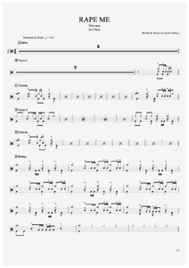 Rape Me - Nirvana - Full Drum Transcription / Drum Sheet Music - AriaMus.com