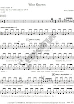 Who Knows Avril Lavigne Full Drum Transcription / Drum Sheet Music COPYDRUM