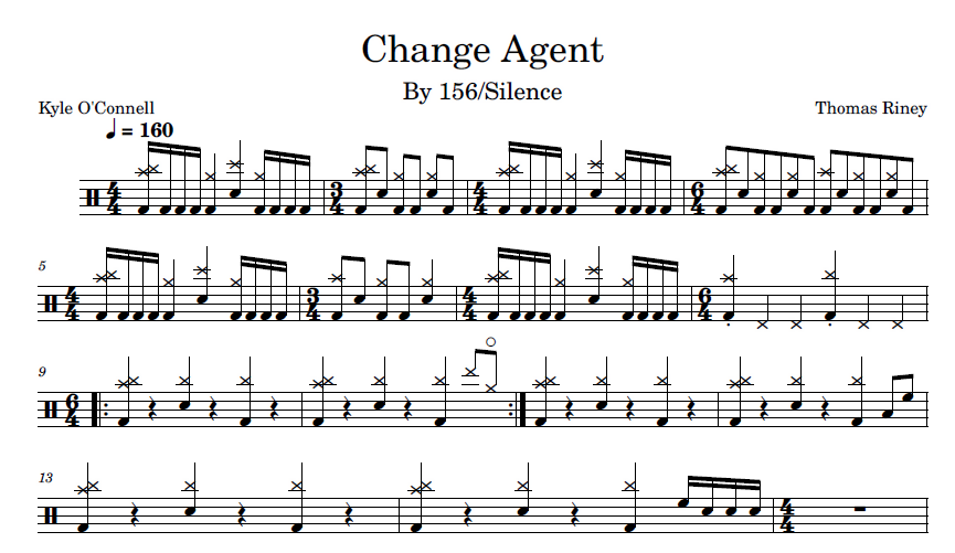 Change Agent (feat. Trae Roberts) - 156/Silence - Drum Sheet Music ...