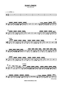 Sunflower - Paul Weller - Full Drum Transcription / Drum Sheet Music - AriaMus.com