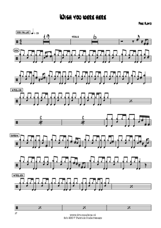 Wish You Were Here - Pink Floyd - Drum Sheet Music - AriaMus.com ...