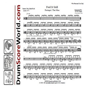 Feel It Still - Portugal. The Man - Full Drum Transcription / Drum Sheet Music - DrumScoreWorld.com