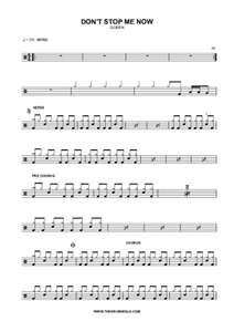 Don't Stop Me Now - Queen - Full Drum Transcription / Drum Sheet Music - AriaMus.com