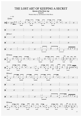 The Lost Art of Keeping a Secret - Queens of the Stone Age - Drum Sheet ...