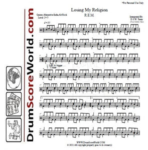 Losing My Religion - R.E.M. - Full Drum Transcription / Drum Sheet Music - DrumScoreWorld.com