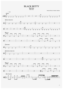 Black Betty - Ram Jam - Full Drum Transcription / Drum Sheet Music - AriaMus.com