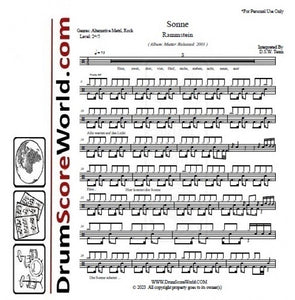 Sonne - Rammstein - Drum Sheet Music - DrumScoreWorld.com ...