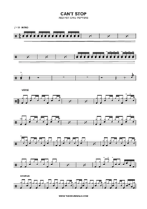 Can't Stop - Red Hot Chili Peppers - Full Drum Transcription / Drum Sheet Music - AriaMus.com