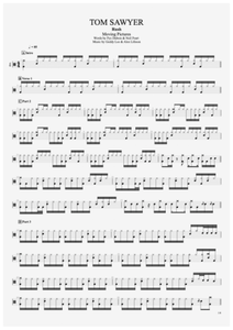 Tom Sawyer - Rush - Full Drum Transcription / Drum Sheet Music - AriaMus.com