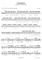 Chandelier Normandie Full Drum Transcription / Drum Sheet Music COPYDRUM
