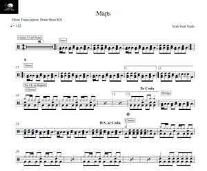 Maps - Yeah Yeah Yeahs - Full Drum Transcription / Drum Sheet Music - Drum Sheet MX