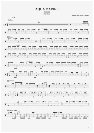 Aqua Marine - Santana - Full Drum Transcription / Drum Sheet Music - AriaMus.com