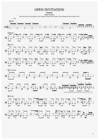 Open Invitation - Santana - Full Drum Transcription / Drum Sheet Music - AriaMus.com
