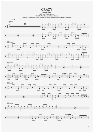 Crazy - Simple Plan - Full Drum Transcription / Drum Sheet Music - AriaMus.com