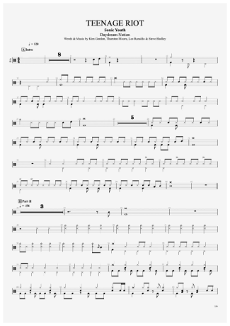 Teenage Riot - Sonic Youth - Drum Sheet Music - AriaMus.com ...
