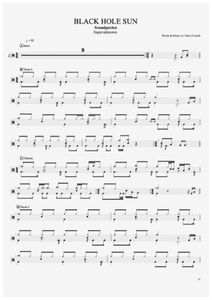 Black Hole Sun - Soundgarden - Full Drum Transcription / Drum Sheet Music - AriaMus.com