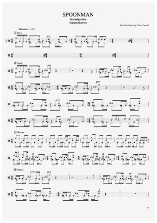 Spoonman - Soundgarden - Full Drum Transcription / Drum Sheet Music - AriaMus.com