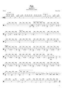 Aja - Steely Dan - Full Drum Transcription / Drum Sheet Music - AriaMus.com