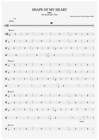 Shape of My Heart - Sting - Full Drum Transcription / Drum Sheet Music - AriaMus.com