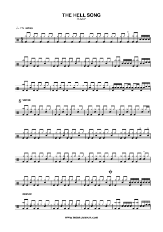 The Hell Song - Sum 41 - Full Drum Transcription / Drum Sheet Music - AriaMus.com
