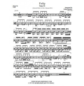 Fatlip - Sum 41 - Full Drum Transcription / Drum Sheet Music - DrumScoreWorld.com
