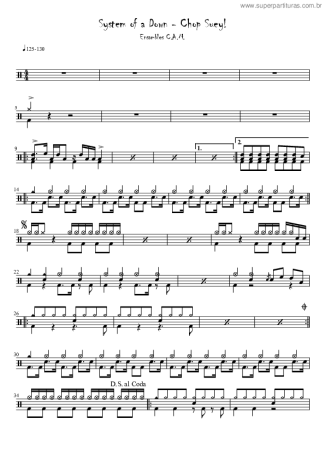 Chop Suey! - System of a Down - Full Drum Transcription / Drum Sheet Music - AriaMus.com