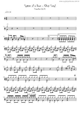 Chop Suey! - System of a Down - Drum Sheet Music - AriaMus.com ...