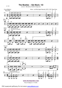 Get Back - The Beatles - Full Drum Transcription / Drum Sheet Music - AriaMus.com