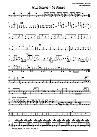 Hello, Goodbye - The Beatles - Full Drum Transcription / Drum Sheet Music - AriaMus.com