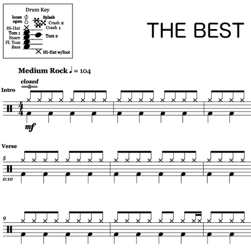 The Best - Tina Turner - Drum Sheet Music - OnlineDrummer.com ...