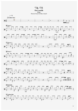 74–75 - The Connels - Full Drum Transcription / Drum Sheet Music - AriaMus.com