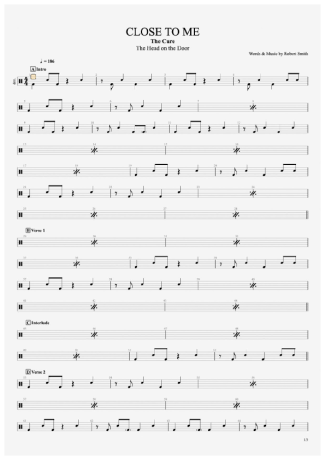 Close to Me - The Cure - Full Drum Transcription / Drum Sheet Music - AriaMus.com