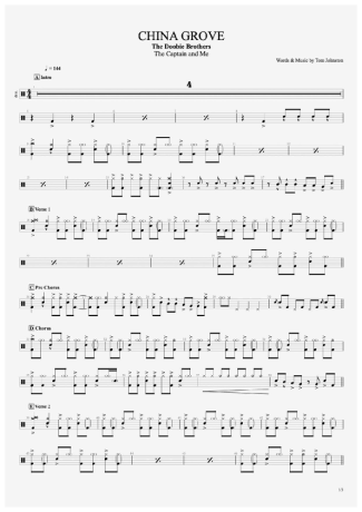 China Grove - The Doobie Brothers - Drum Sheet Music - AriaMus.com ...