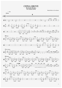 China Grove - The Doobie Brothers - Full Drum Transcription / Drum Sheet Music - AriaMus.com