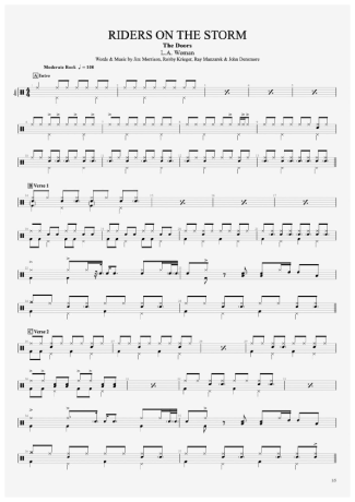 Riders on the Storm - The Doors - Full Drum Transcription / Drum Sheet Music - AriaMus.com