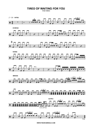 Tired of Waiting for You - The Kinks - Full Drum Transcription / Drum Sheet Music - AriaMus.com