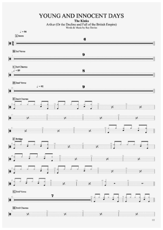 Young and Innocent Days - The Kinks - Full Drum Transcription / Drum Sheet Music - AriaMus.com