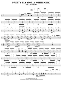 Pretty Fly (For a White Guy) - The Offspring - Full Drum Transcription / Drum Sheet Music - AriaMus.com